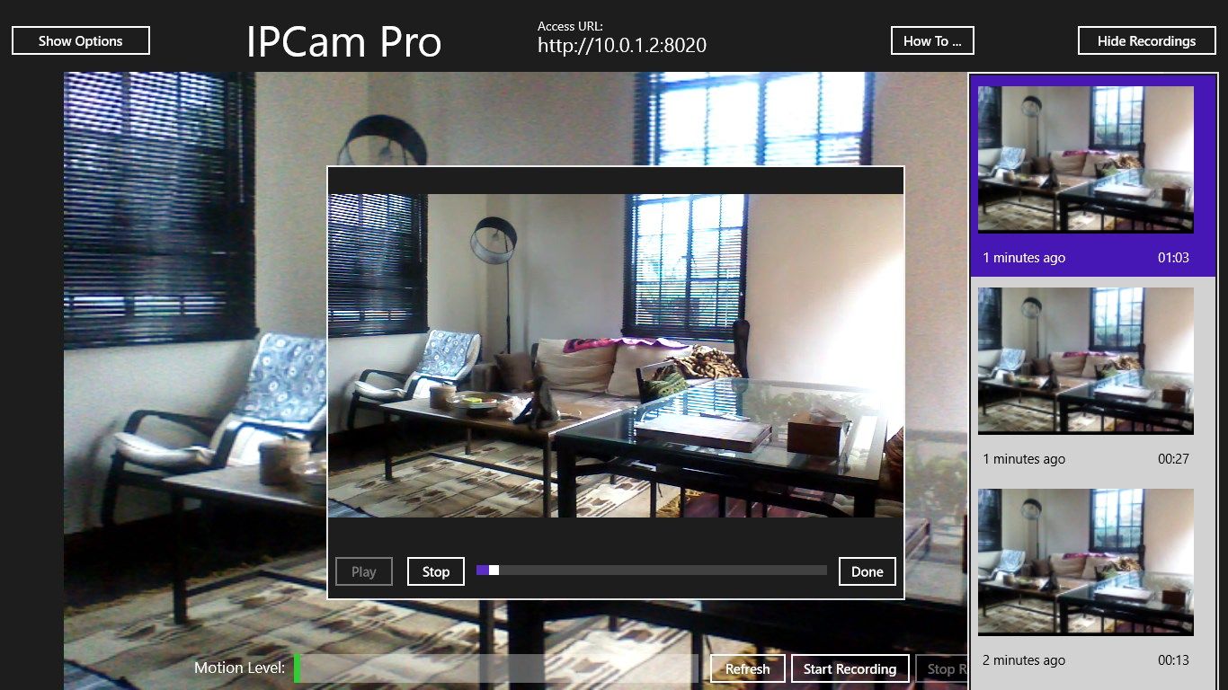 Built-in webcam recorder that lets you record and playback video/audio.