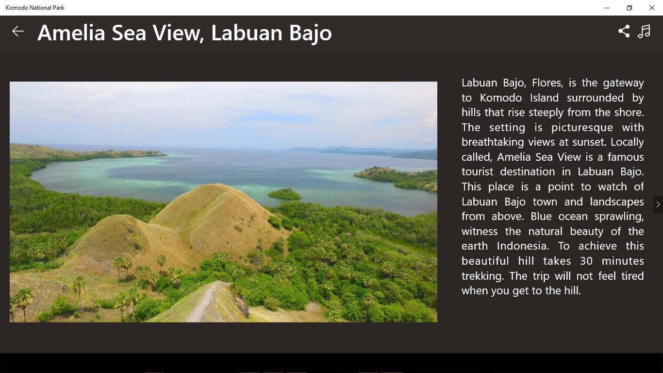 When you click the image of Amelia Sea View in category menu of Labuhan Bajo, it will be show the main full description of the place and beautiful picture of Amelia Sea on the full view.