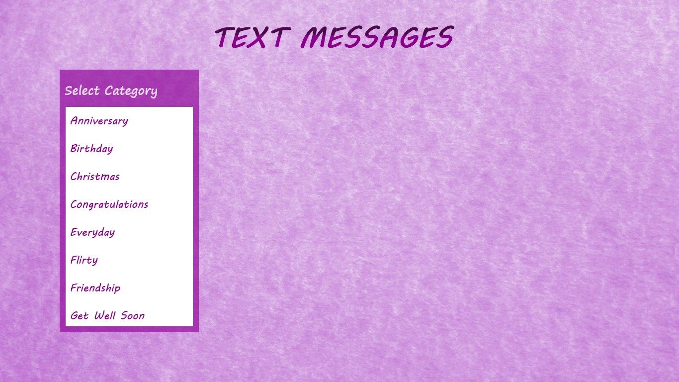 List of different categories of messages