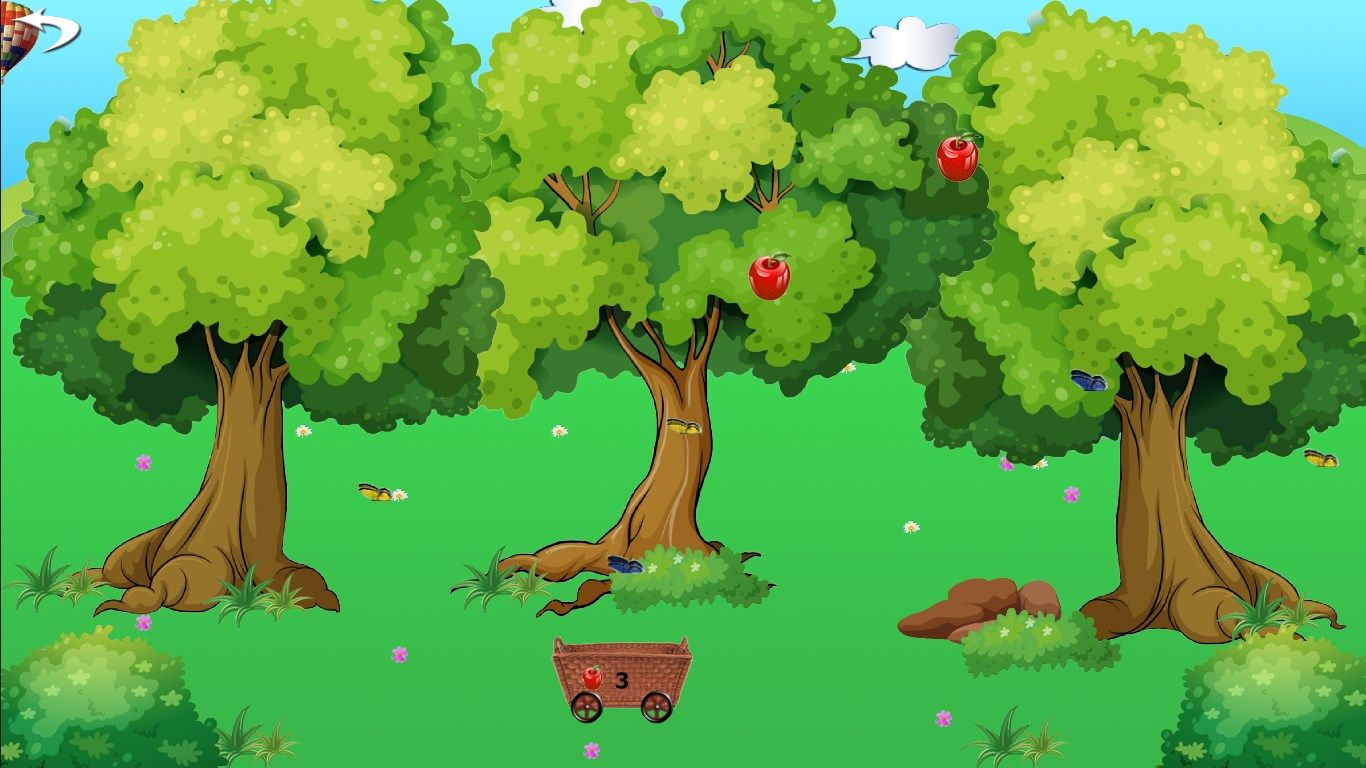 Collect apples: move cart left-right to collect falling apples