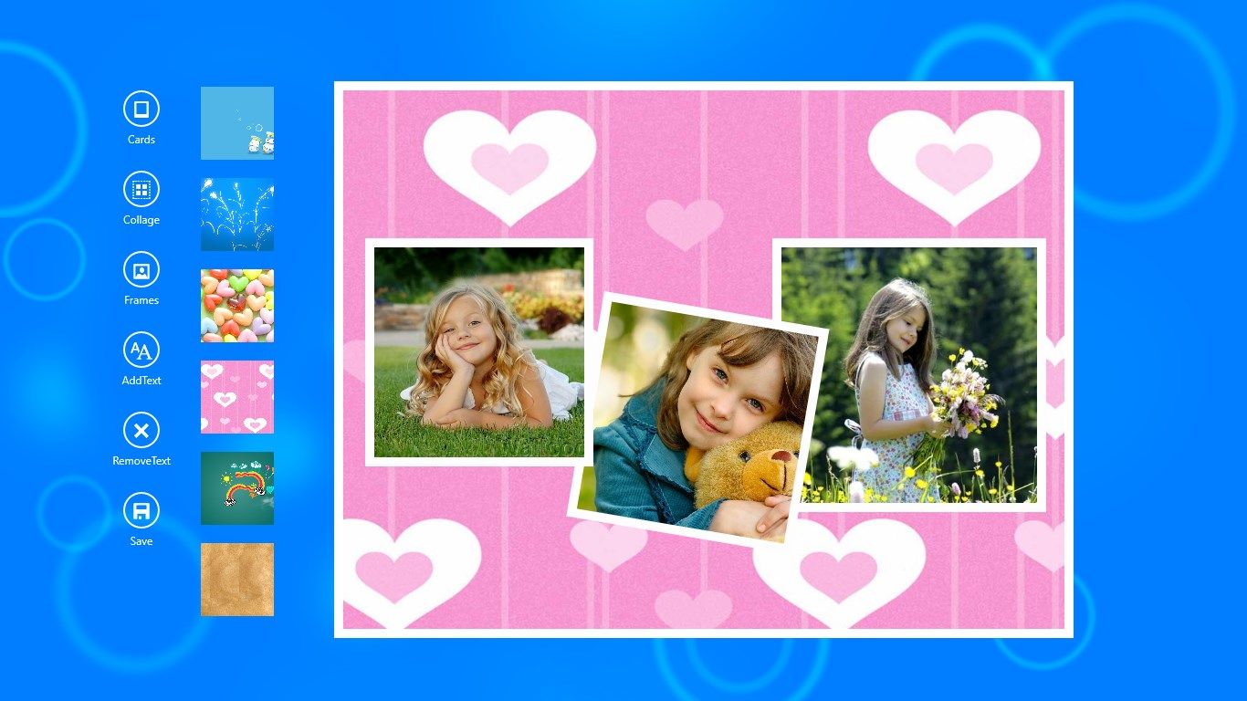 Select different styles of collages with beautiful backgrounds.