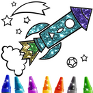 Glitter Space Coloring Book : Cute coloring book for kids,Great Gift for Boys & Girls