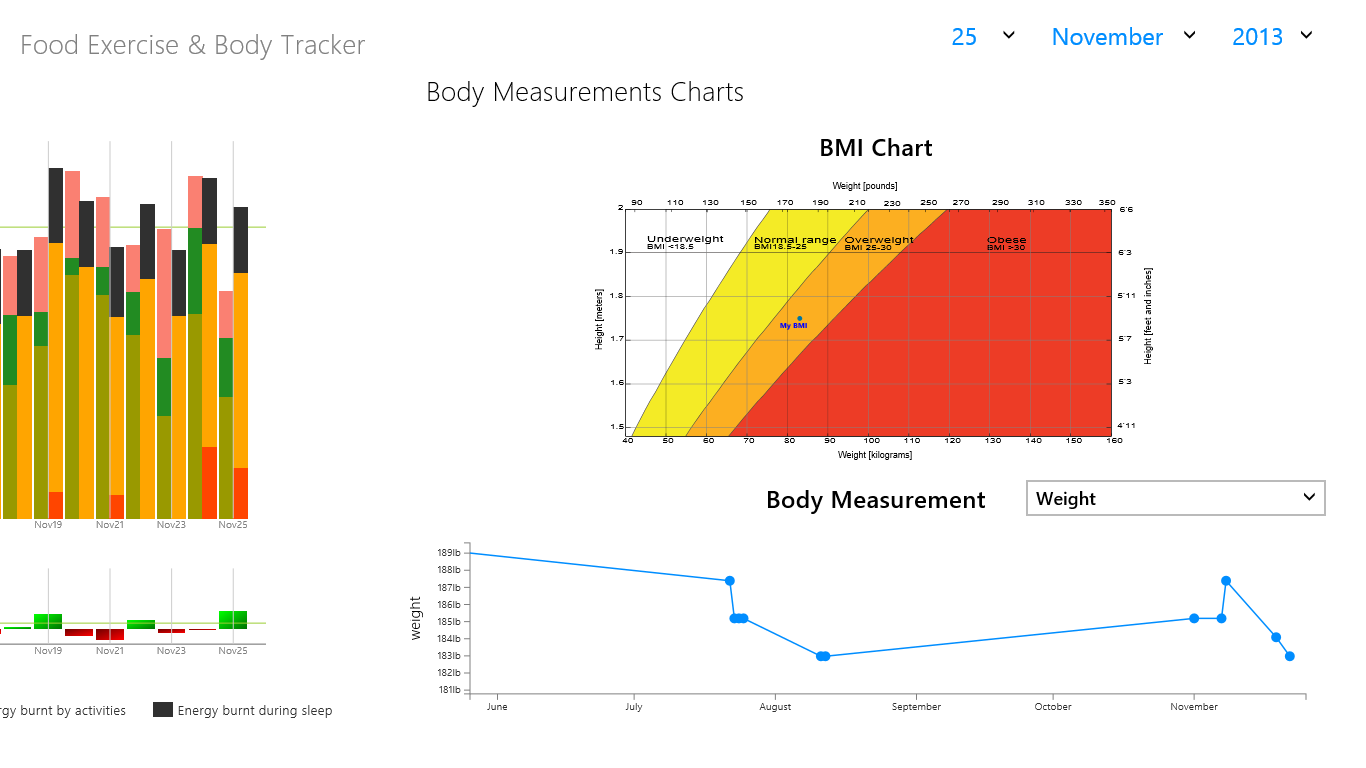 BMI chart and body measurements chart
