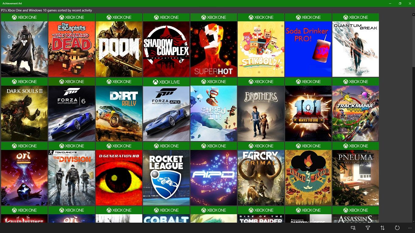 Browse all the games you've played using your Xbox Live profile.