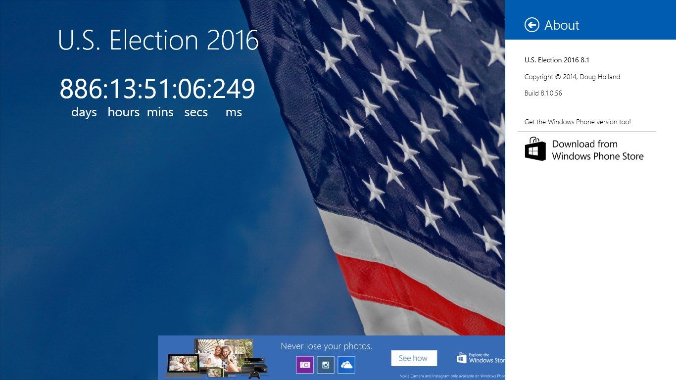 U.S. Election 2016 is also available for your Windows Phone!
