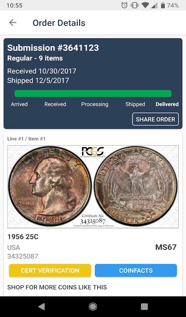 PCGS My Account - Orders, Shows & Specials