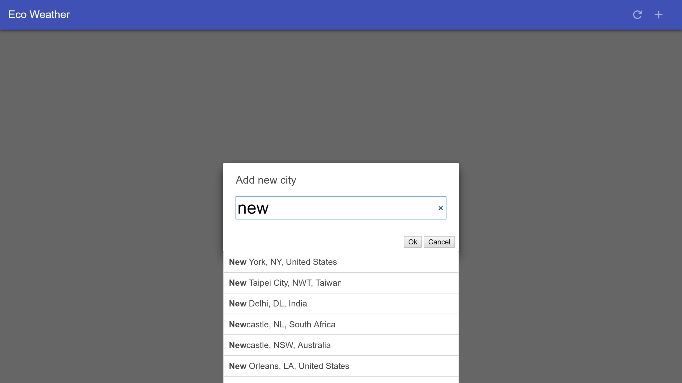 Add your cities to the App by autocomplete