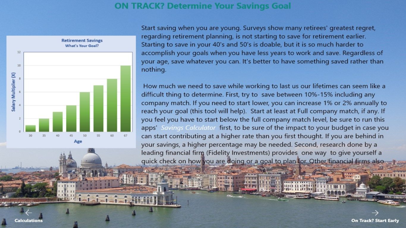Help determine if your savings is On Track and various things to consider