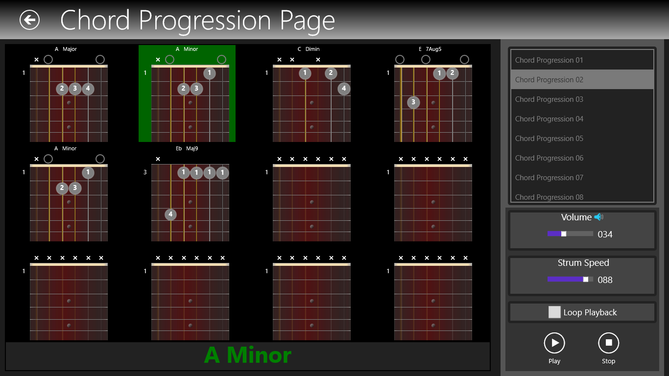 Create and practice using any of the 10 chord progression each containing 12 chords