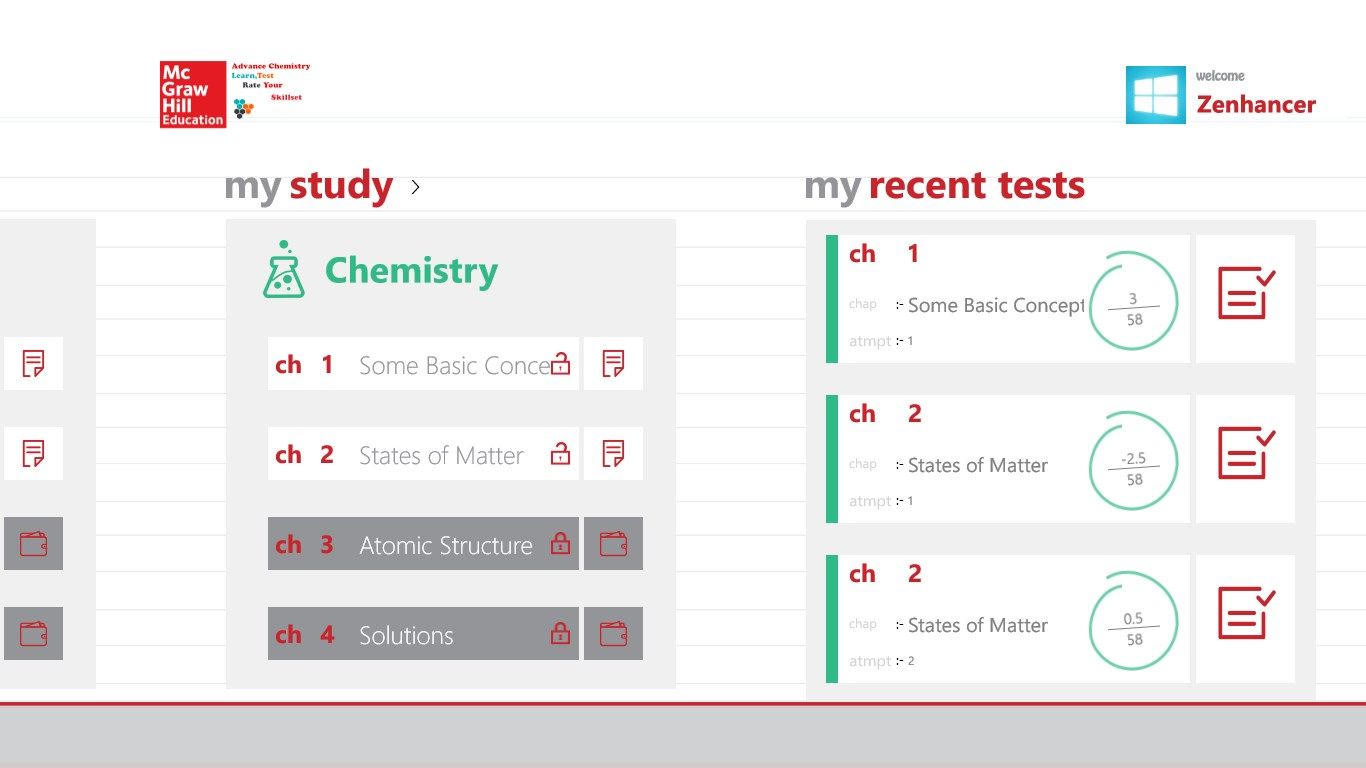 Hub Page showing user study and test summary