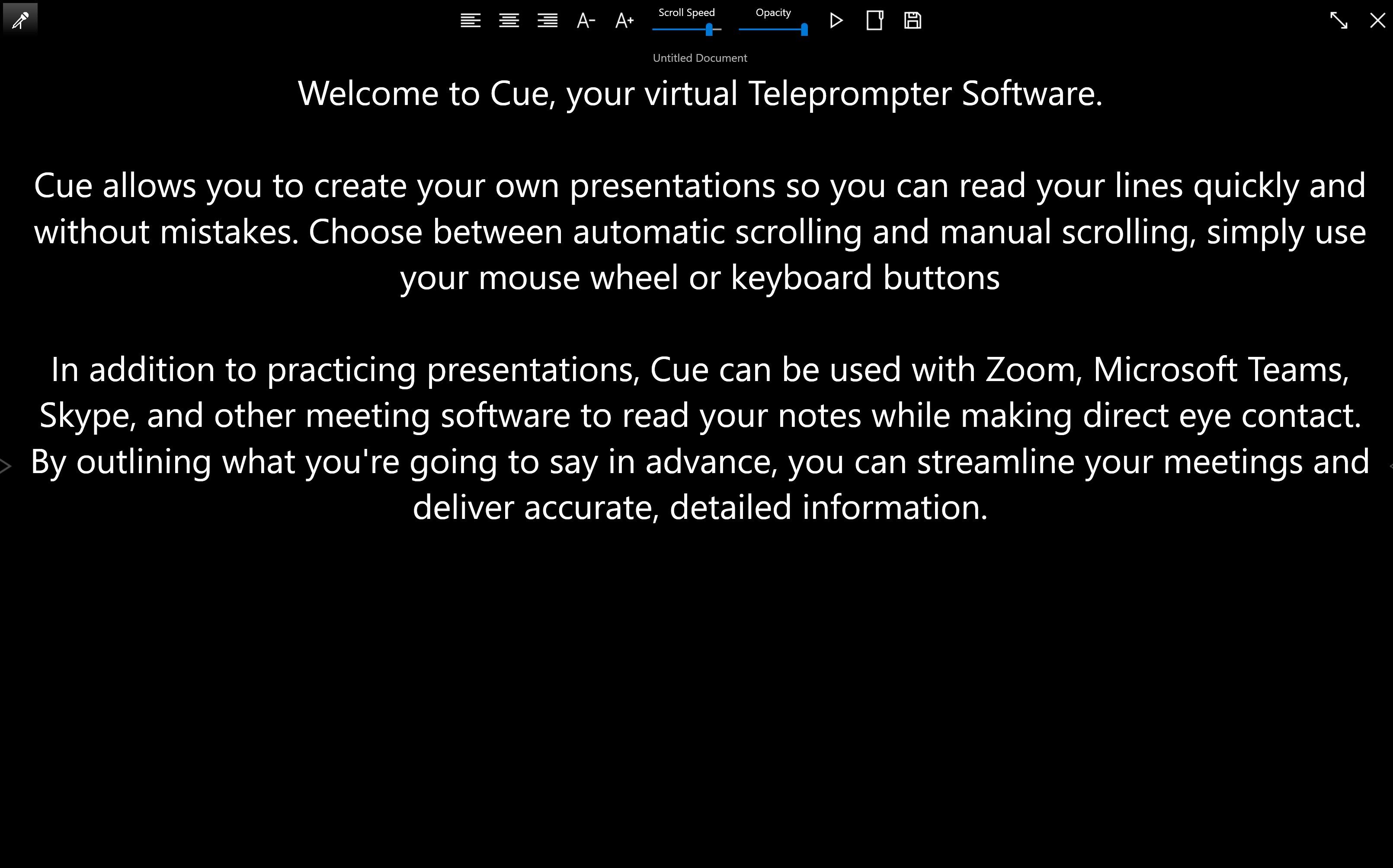 Cue - Easy Virtual Teleprompter