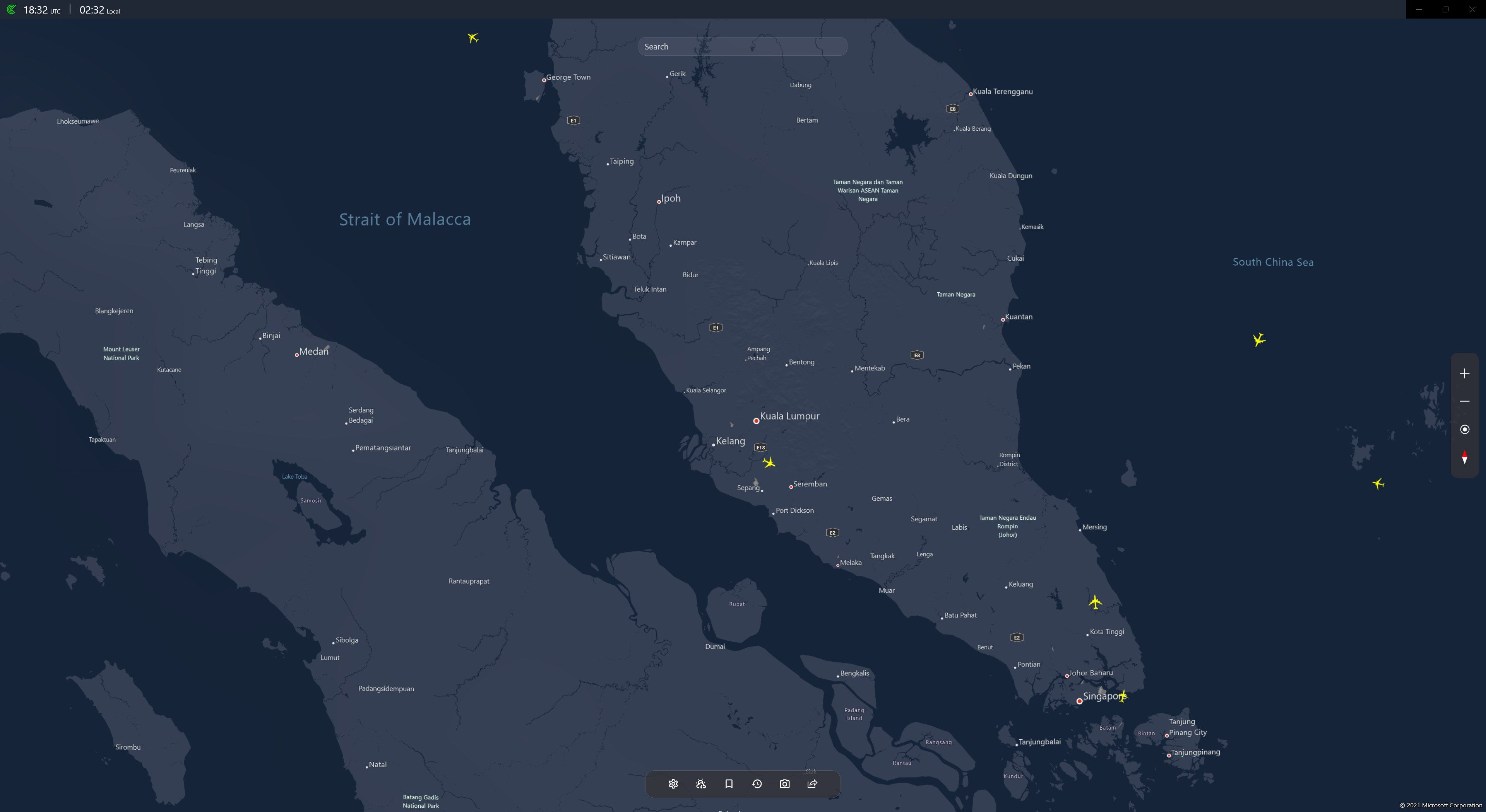 Air traffic around the user location.