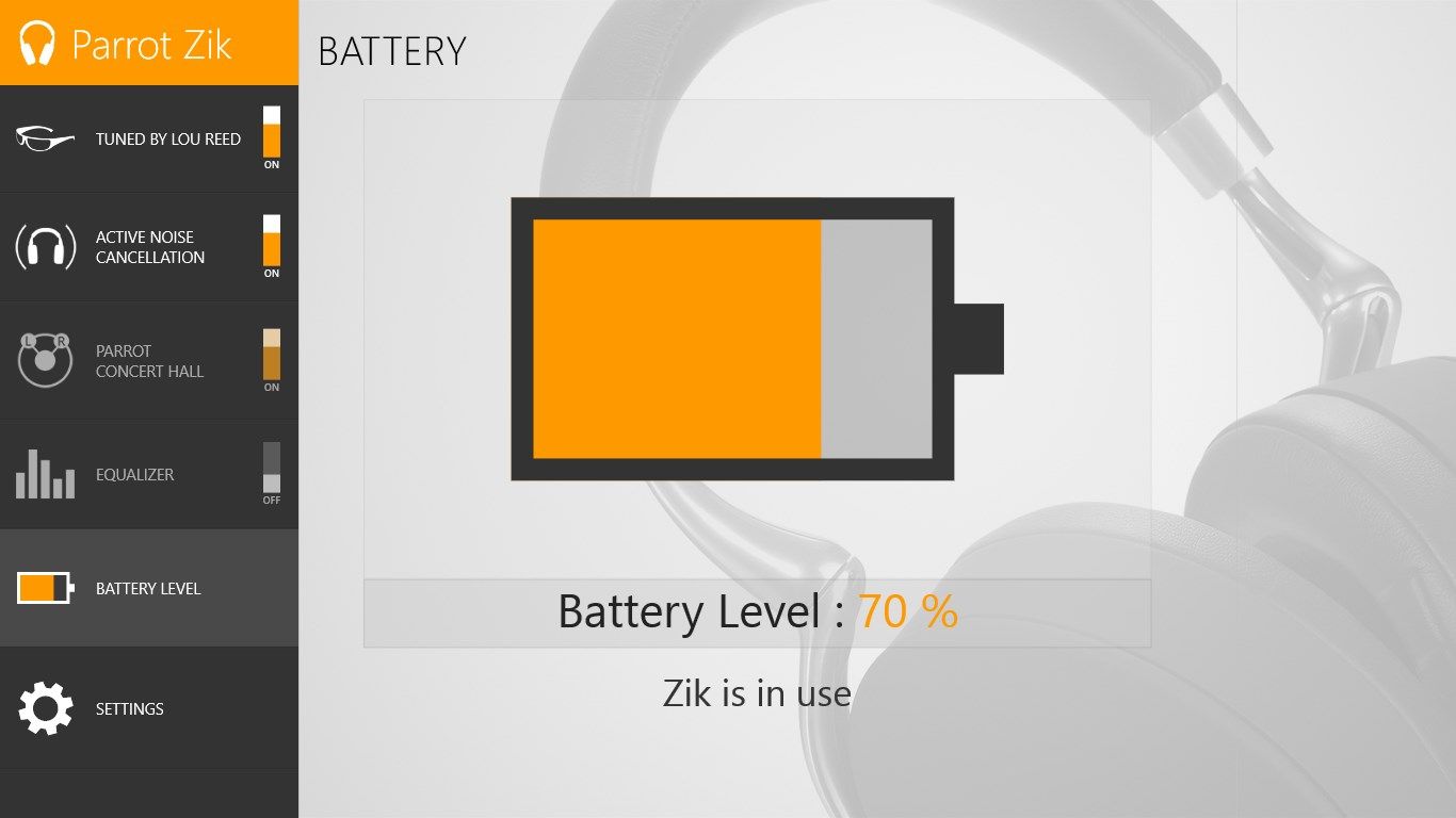 Check the battery level of your Zik