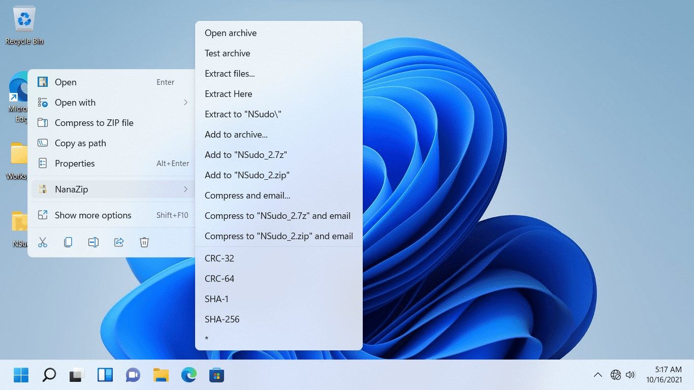 The context menu support for Windows 11.