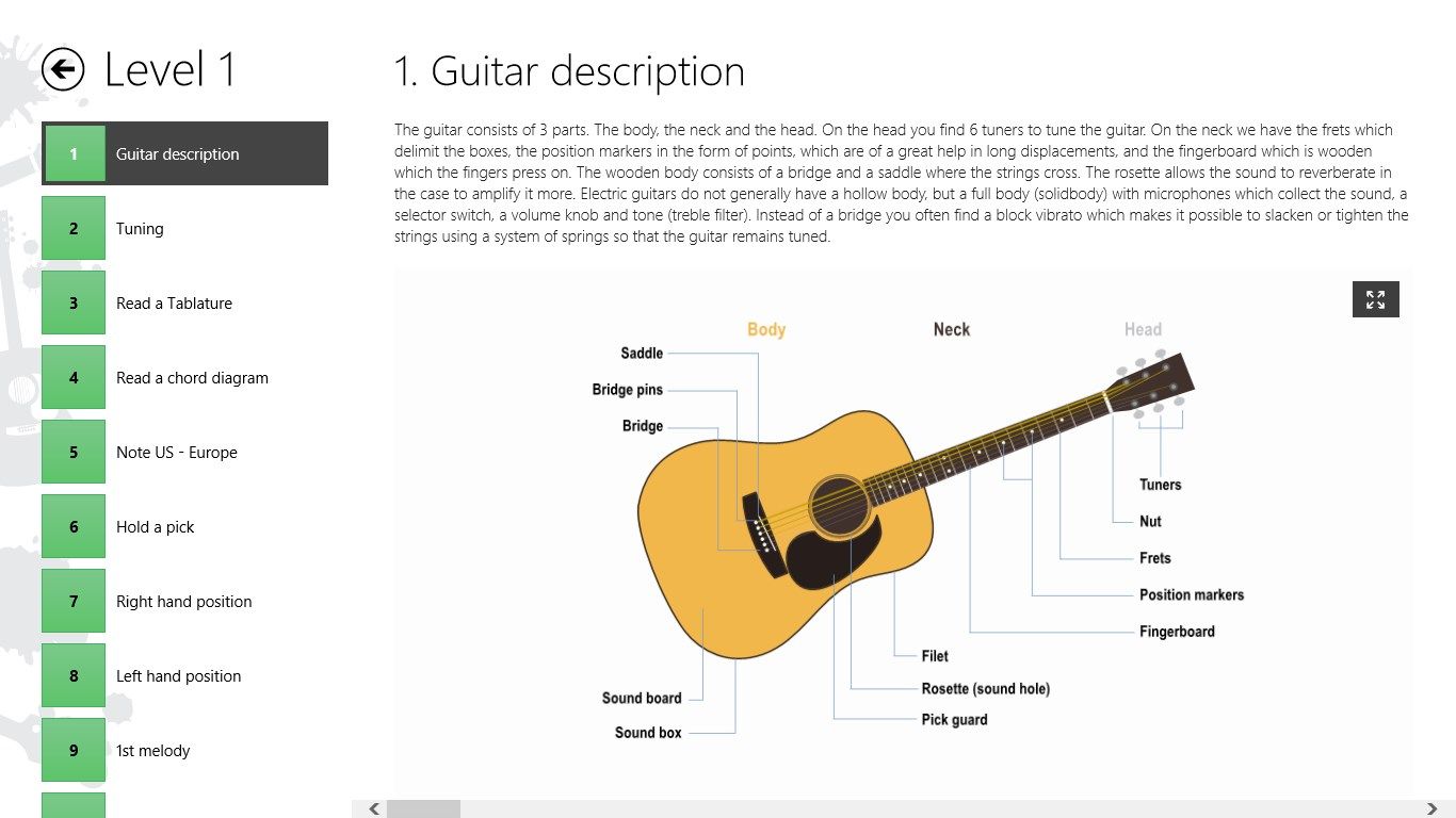 Level 1-1 : Guitar Description