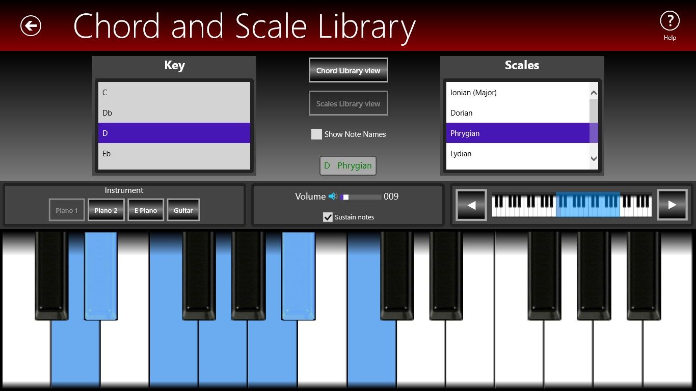 Learn or reference 62 scales in any key