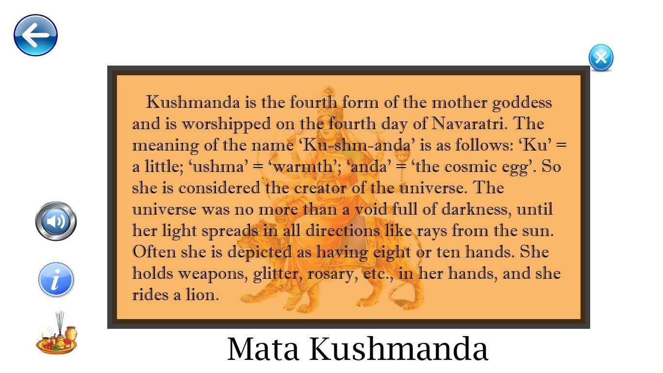 Detail of Mata Kushmanda worshiped on first day of Navratri