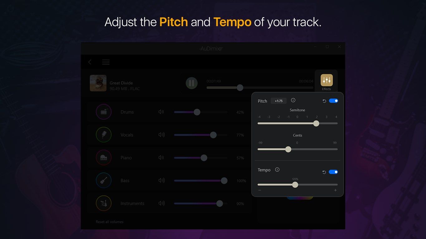 Shift Pitch and adjust Tempo