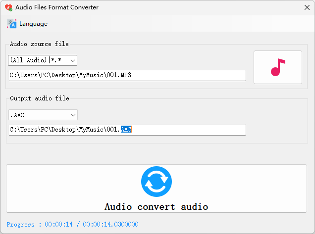 Audio files format converter