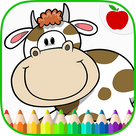 Farm Animals Coloring Book & Art Game for Kids
