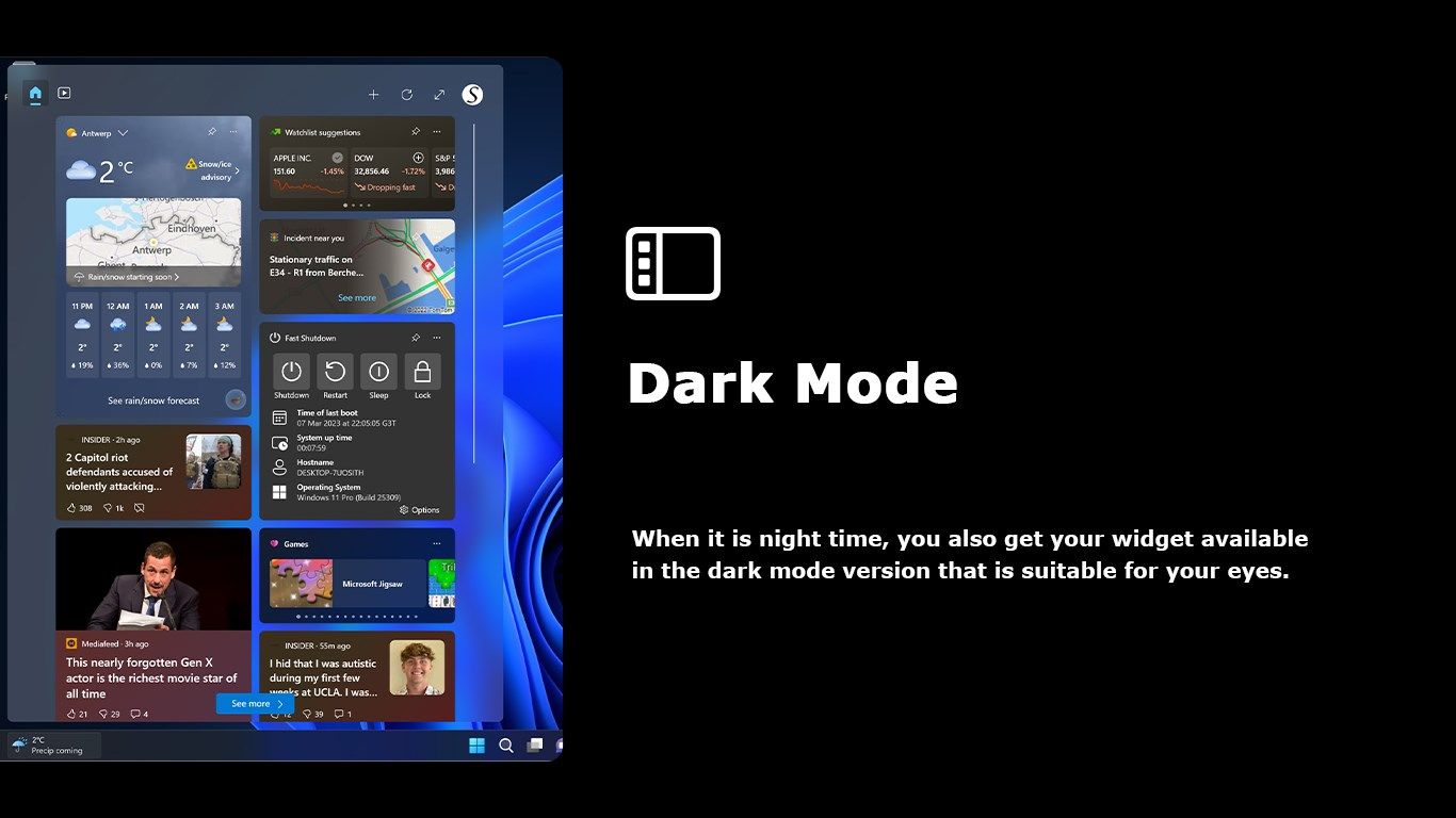 Dark Mode version of the Fast Shutdown widget