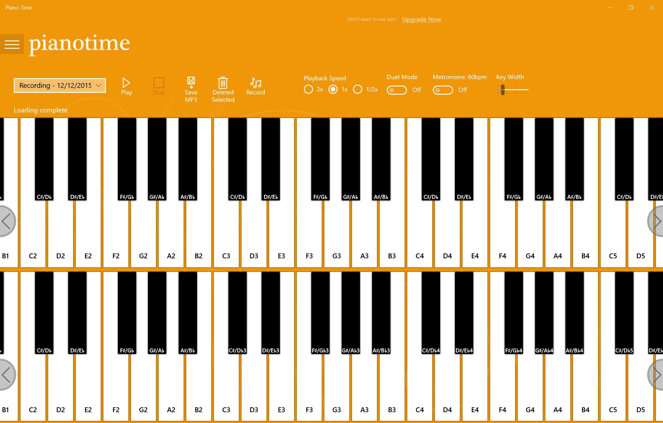 play piano with touchscreen, keyboard, or mouse. Save your recordings for later.