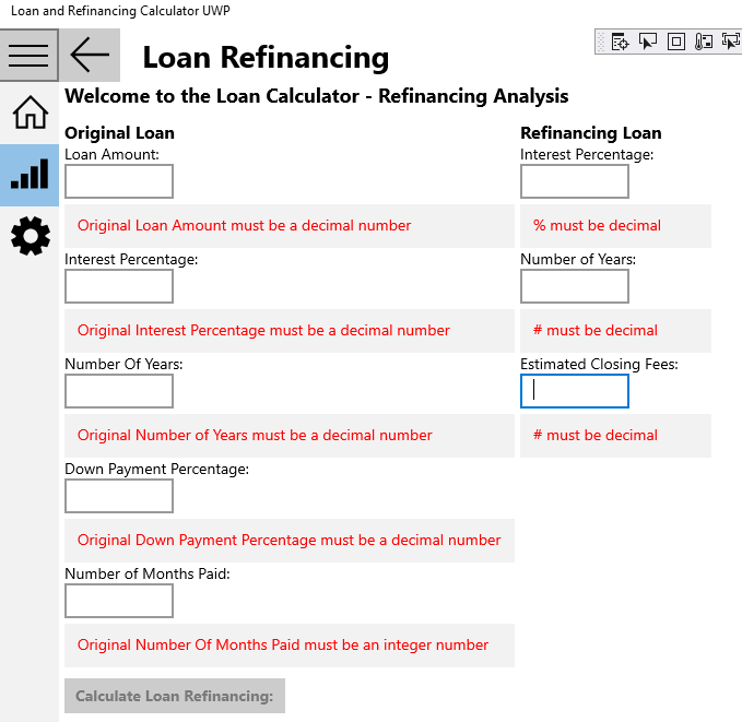 Loan Refinance Validations