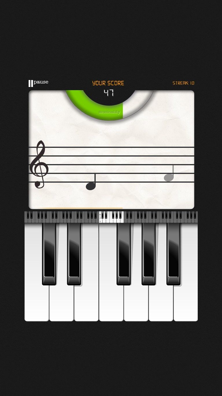 Game play mode - gain health (musicality) when you get notes right