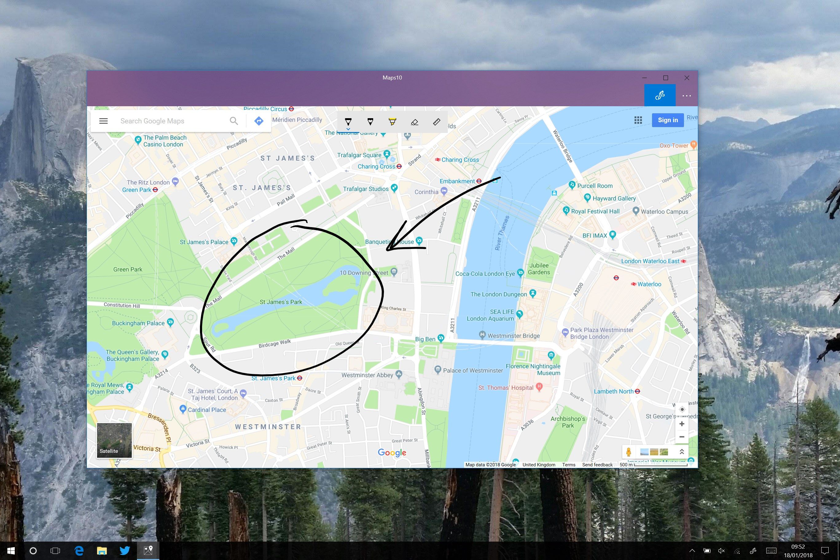 Annotate maps with Windows Ink