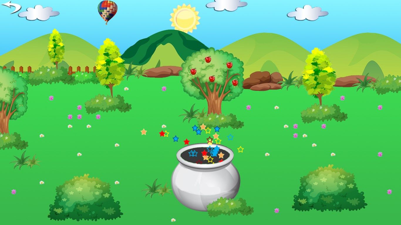 Tap/click the pot to get stars to come out. Can you find what other objects will do something when you tap/click them?