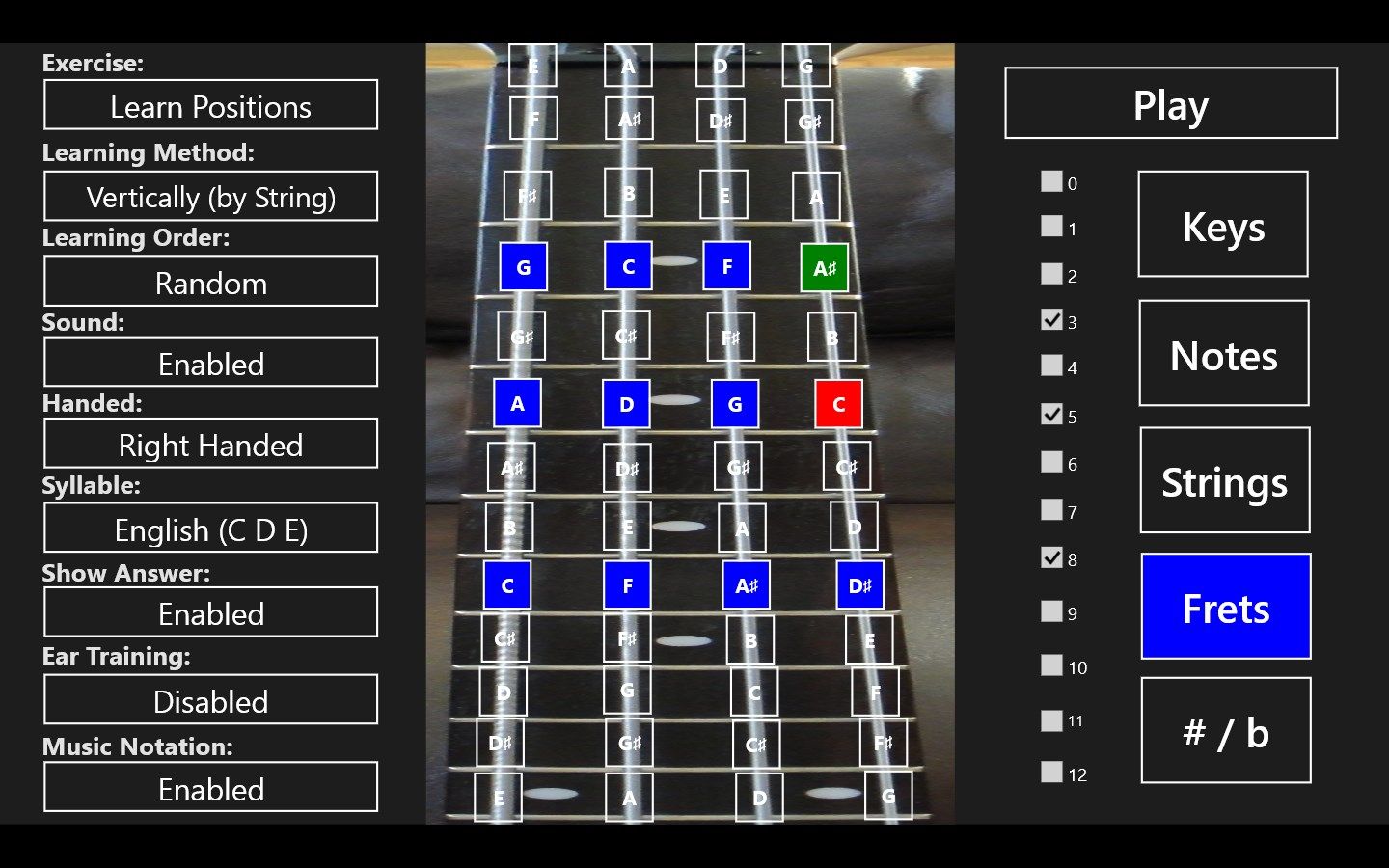 Easily select any combination of frets to work on
