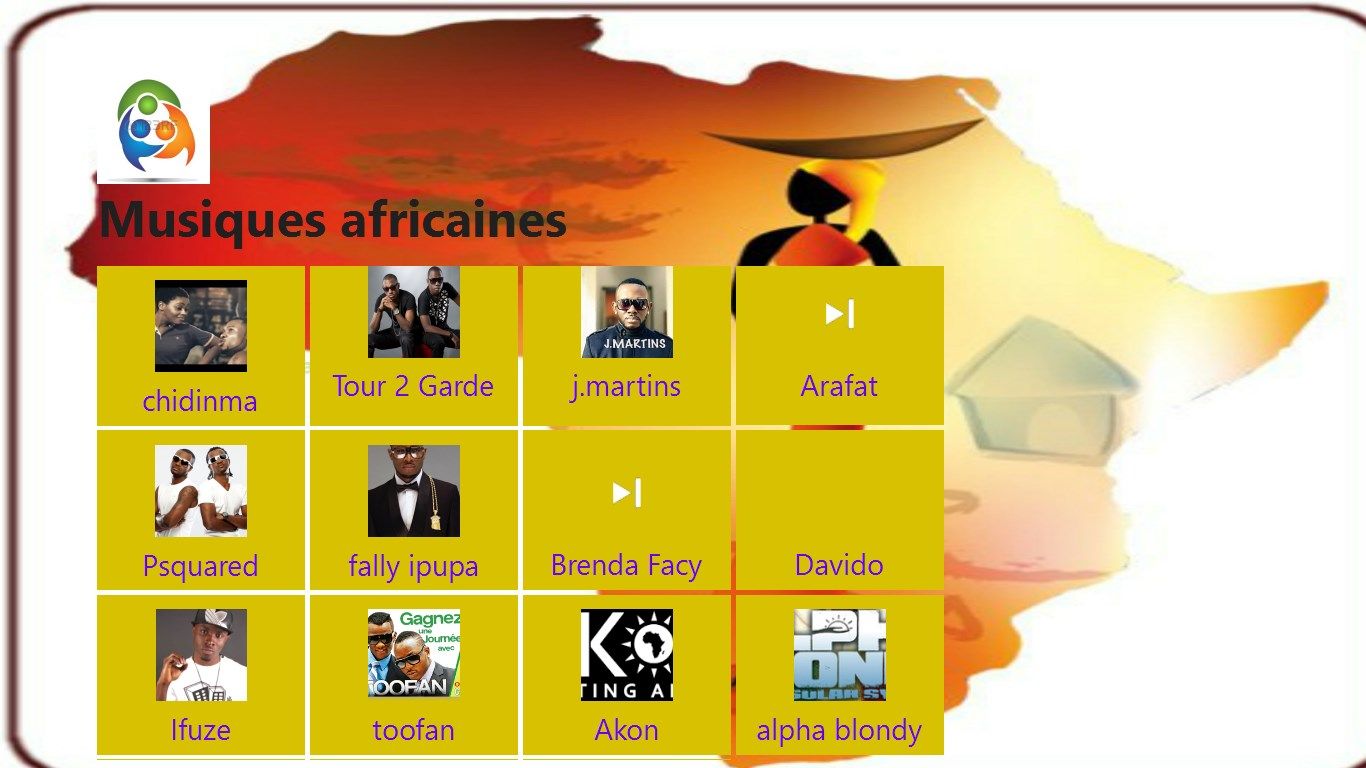 c'est la page qui montre plusieurs musiques africaines