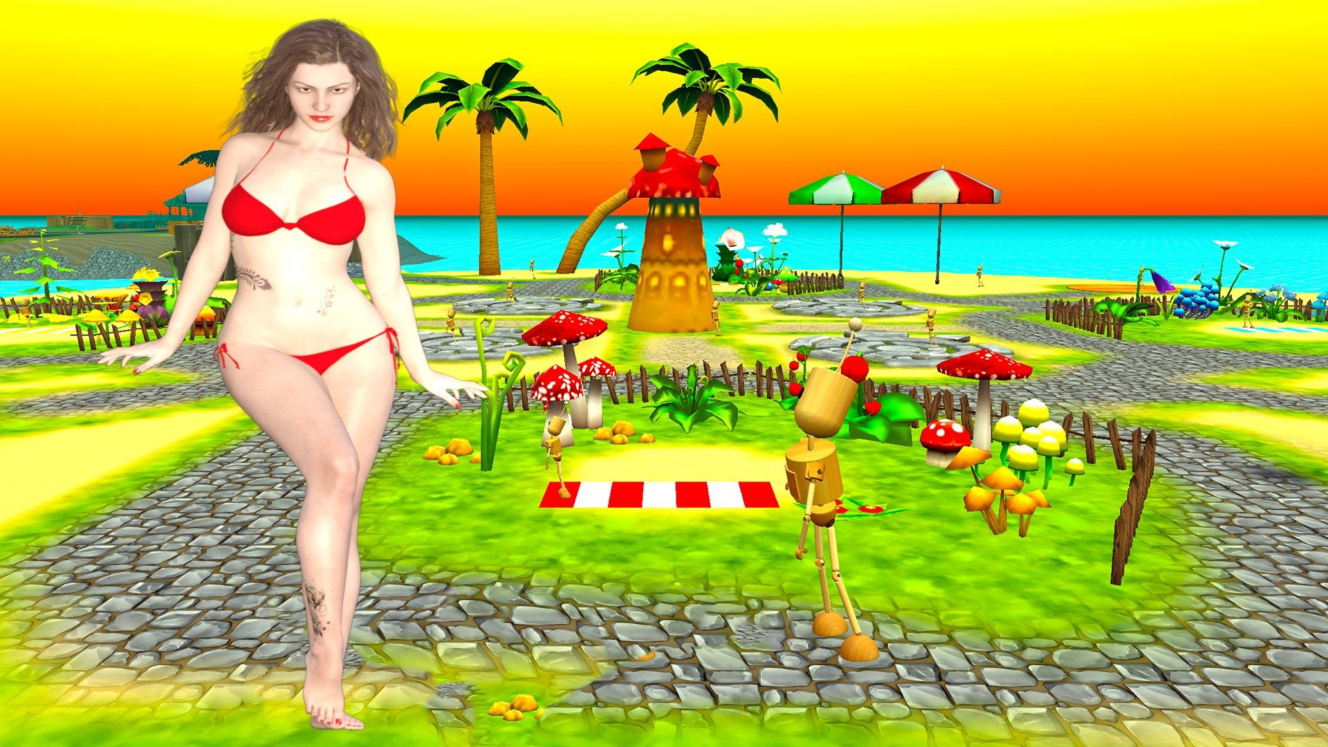 Virtual Red Bikini Beach Dancer[HD+]