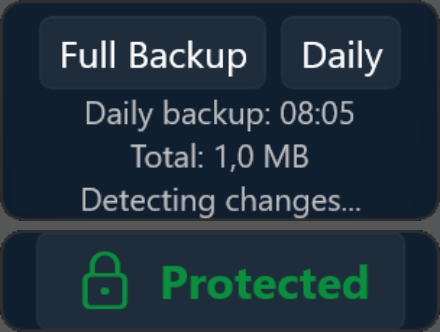 full, incremental, or ALL versions backup. One-button encryption!