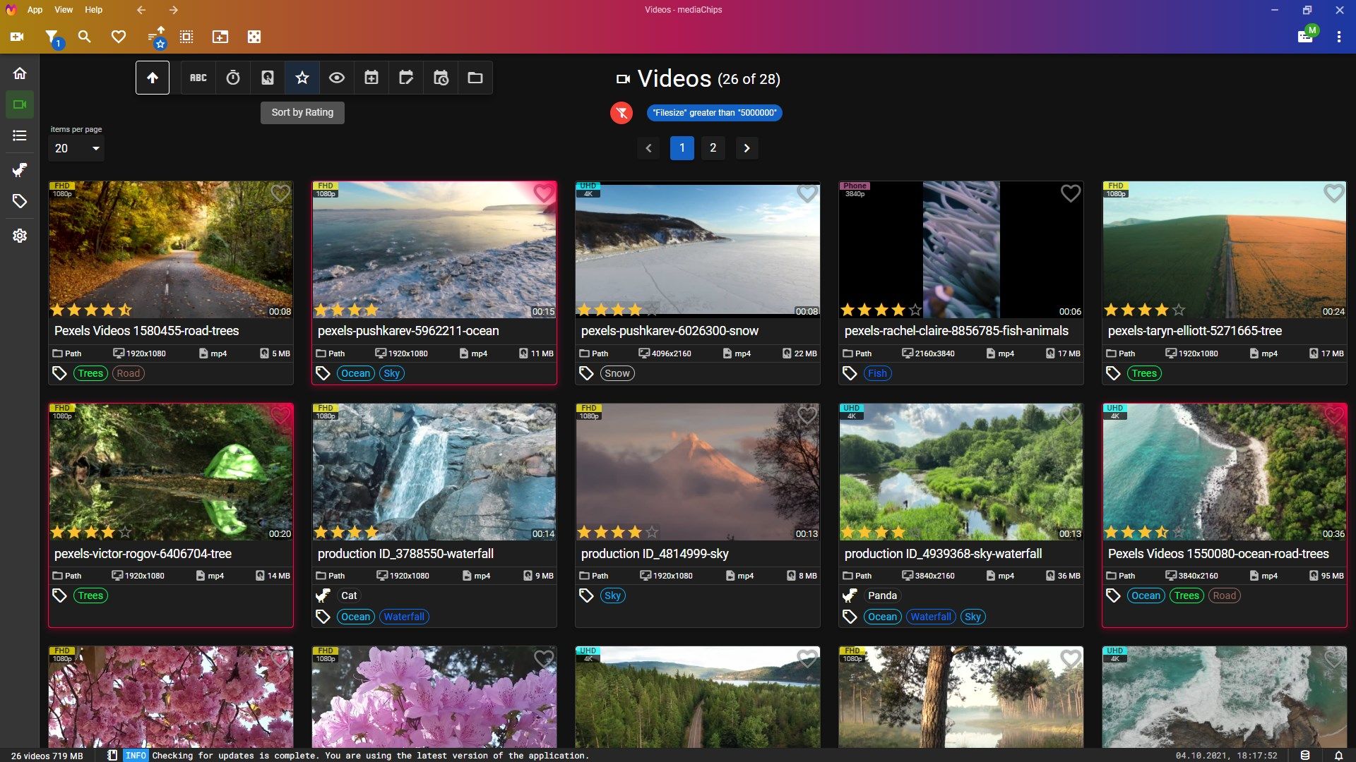 Dark theme. You can also sort videos by a large number of parameters.
