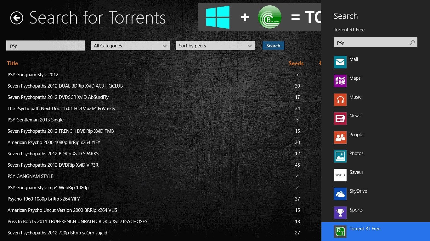You can search for torrents directly from Windows Search now
