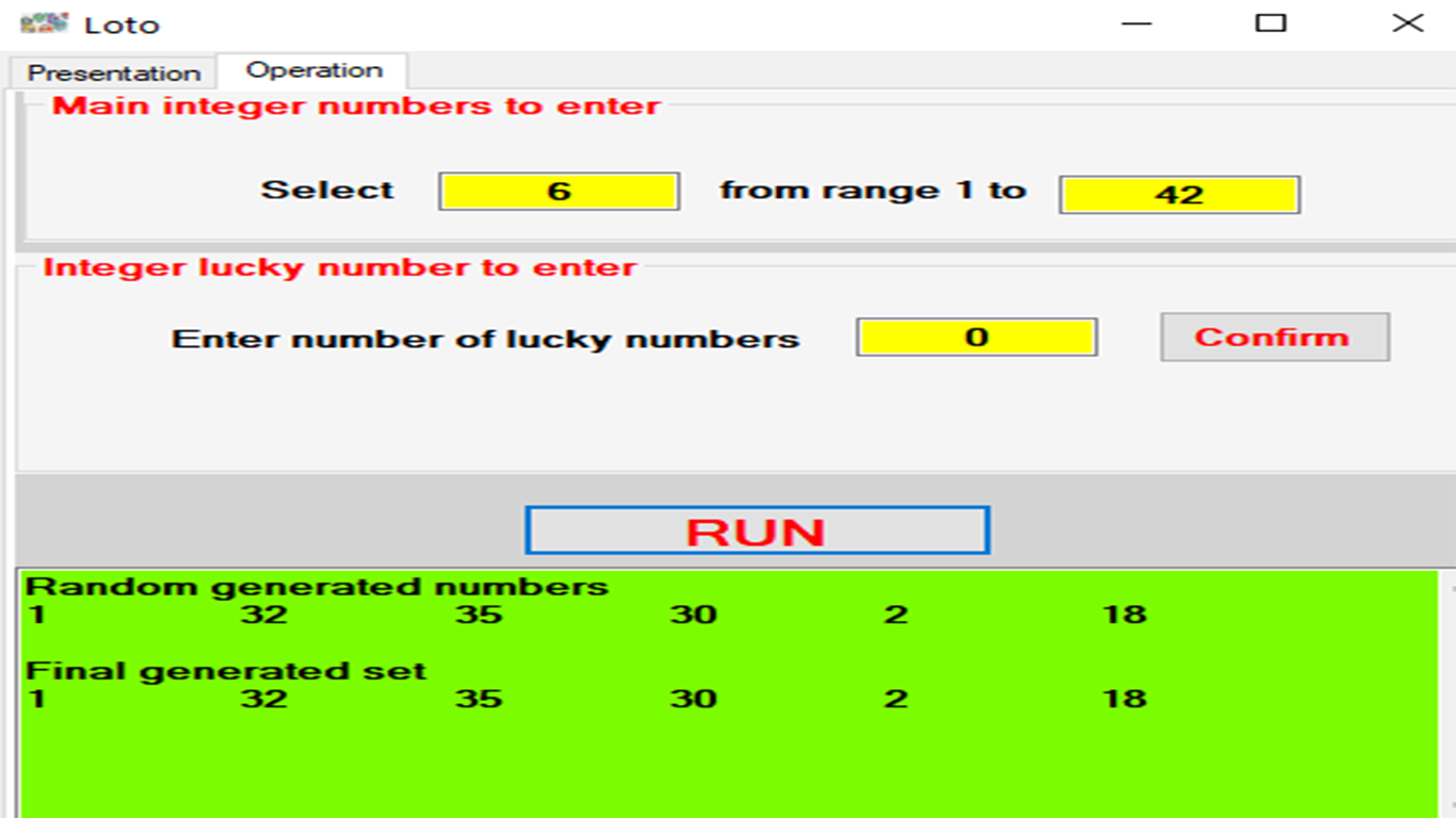 GENERATION OF RANDOM NUMBERS FOR LOTO