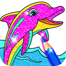 Rainbow Glitter Coloring Book - Dolphins & Summer Waterpark Color Fun!