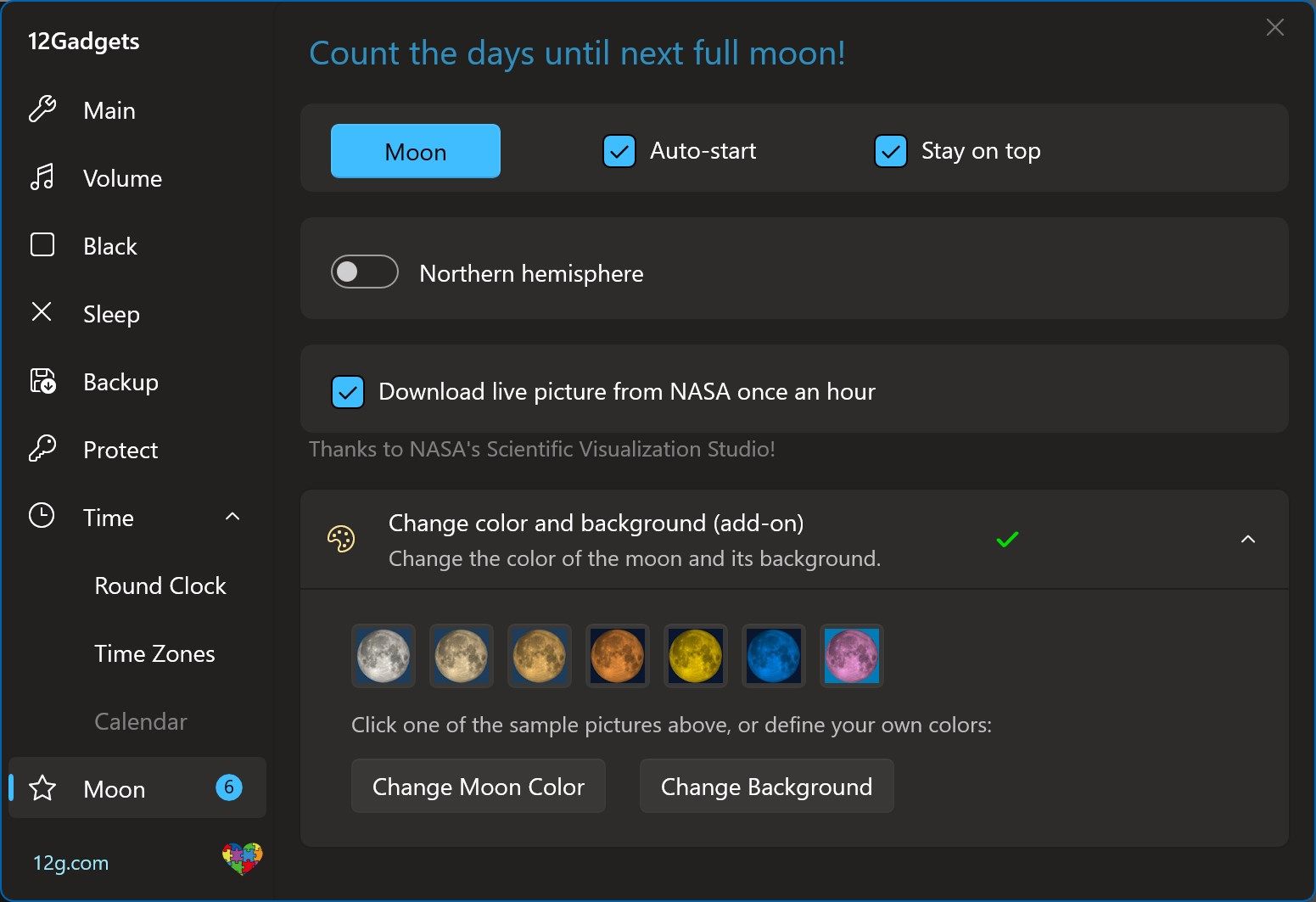 change color of moon (add-on)