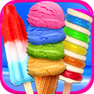 Rainbow Ice Cream Yum - Kids Frozen Summer Desserts & Glitter Popsicles