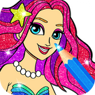 Rainbow Glitter Coloring Book Mermaids - Princess Mermaids Coloring Games for Kids