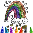 Glitter Rainbow Coloring Book : Cute coloring book for kids,Great Gift for Boys & Girls