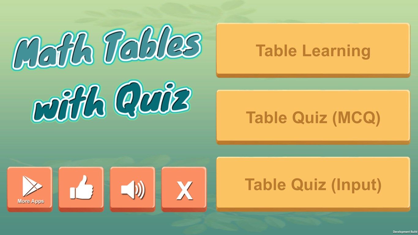 Math Tables with Quiz