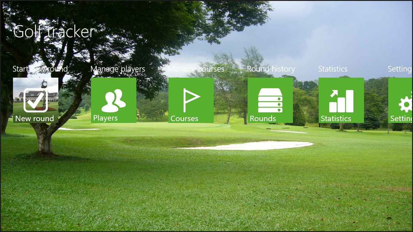 Golftracker main menu