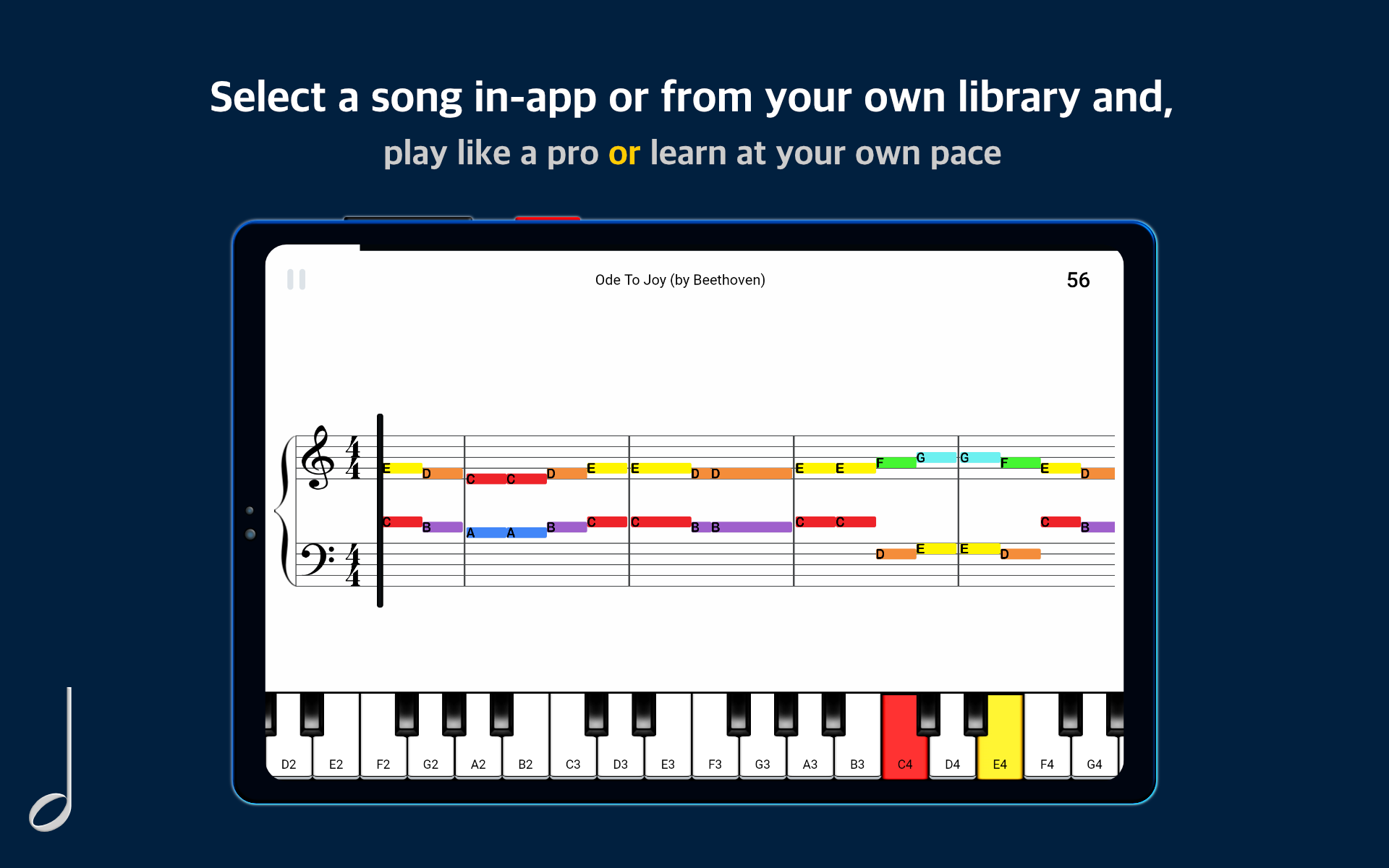 UP Piano App - Master Playing any Song on Pianos and Keyboards with your Android Devices. Record your performances.