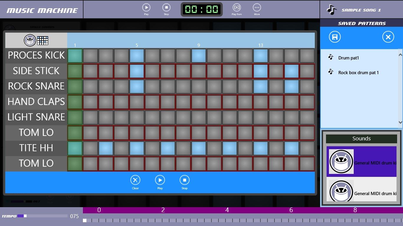 Easily create and save drum sequence patterns.