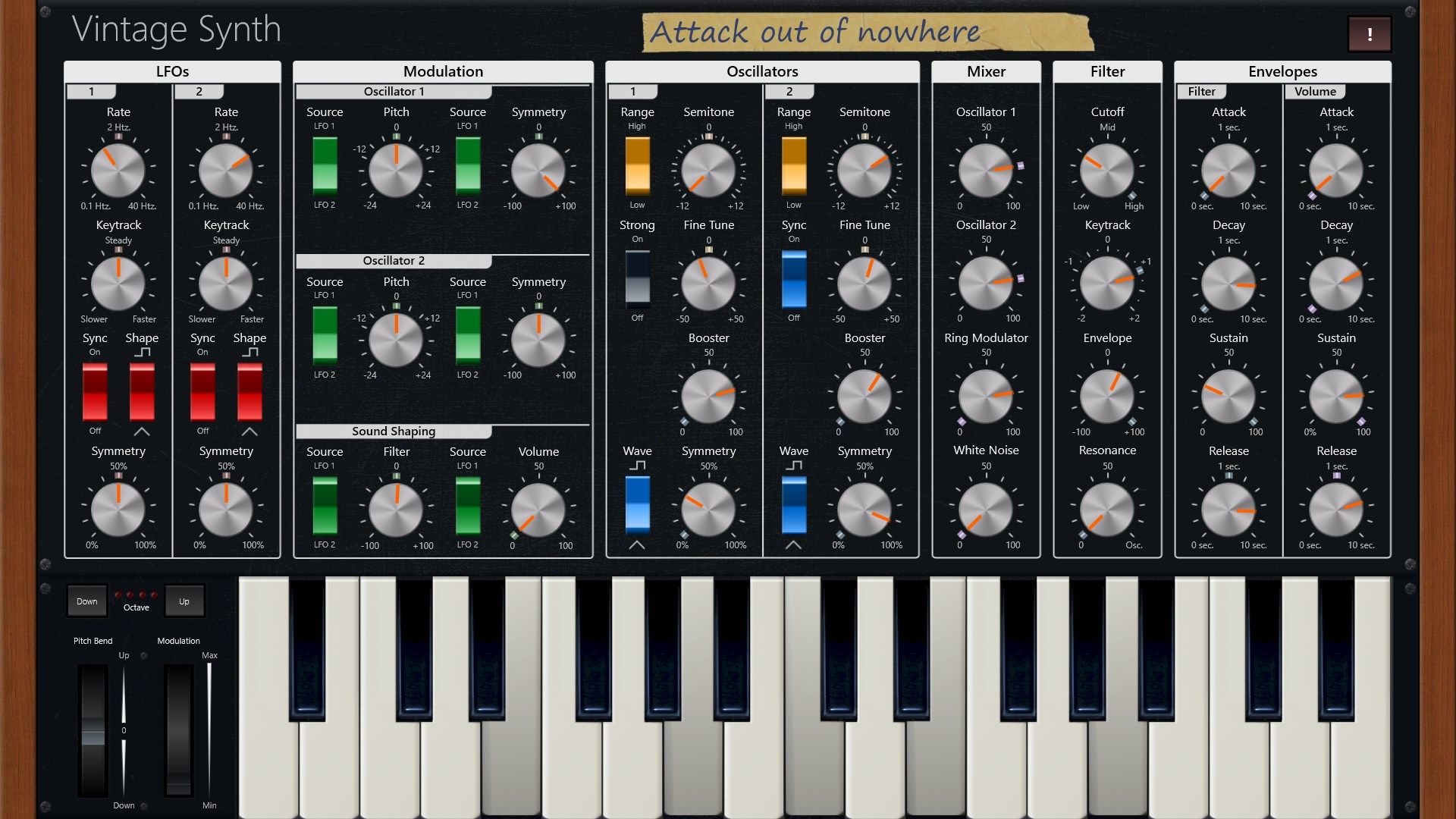 Multi-touch control allows polyphonic playing on the keyboard.