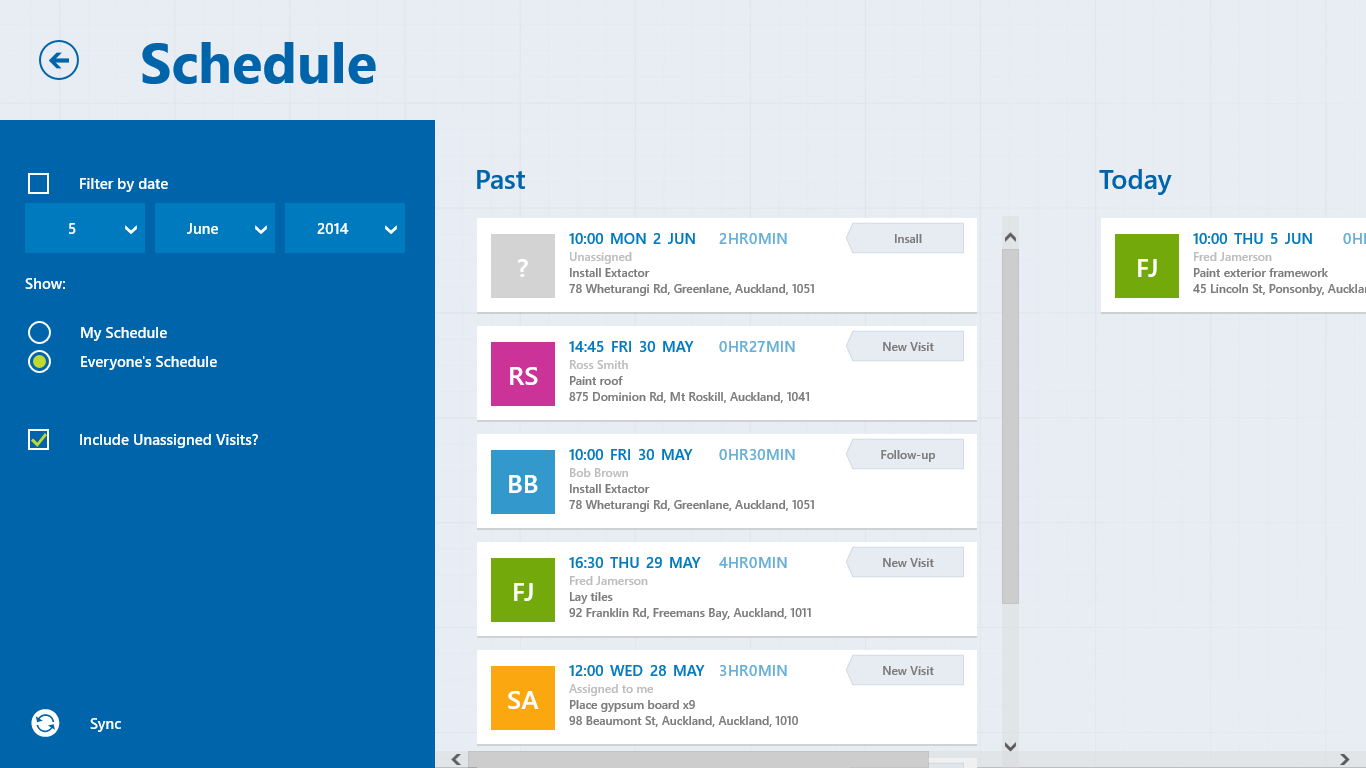 The schedule page allows you to view all your and everyone's schedule.