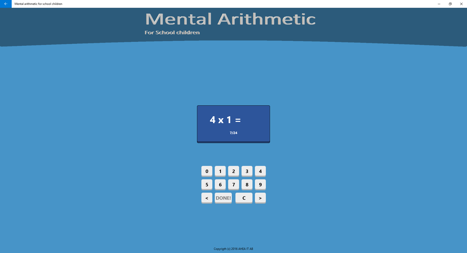 Mental arithmetic for school children - free