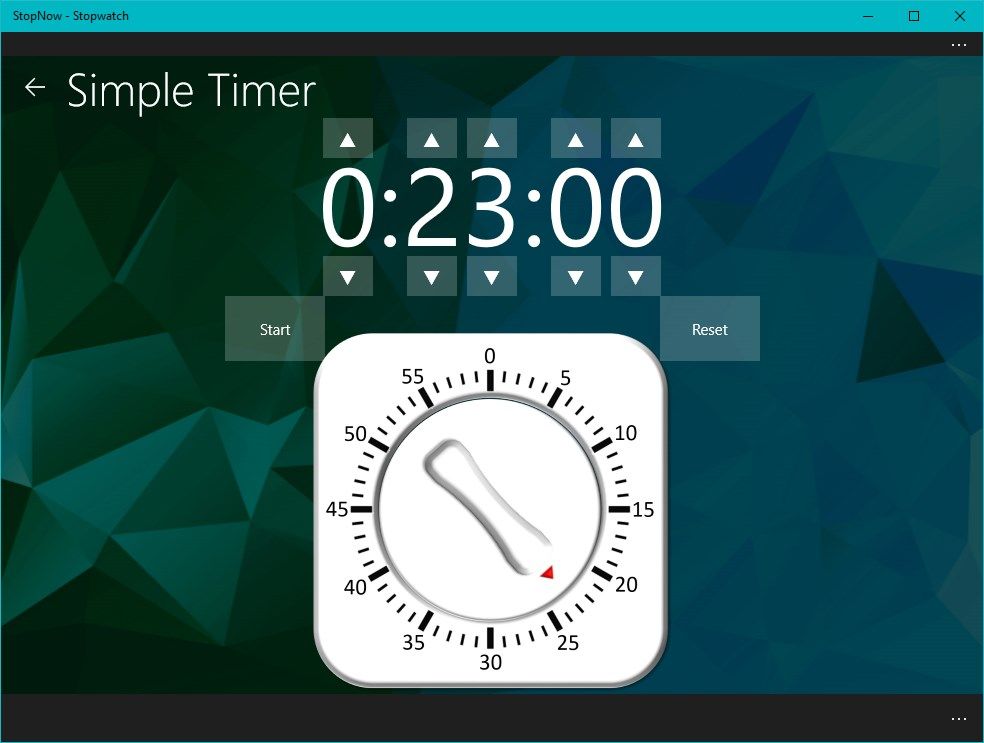 The timer in Windows 10.